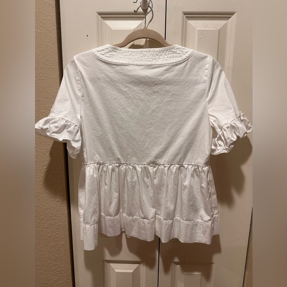 Kate Spade Broome Street White Square Neck Peplum Short Sleeve Top Romantic,S - Picture 4 of 6